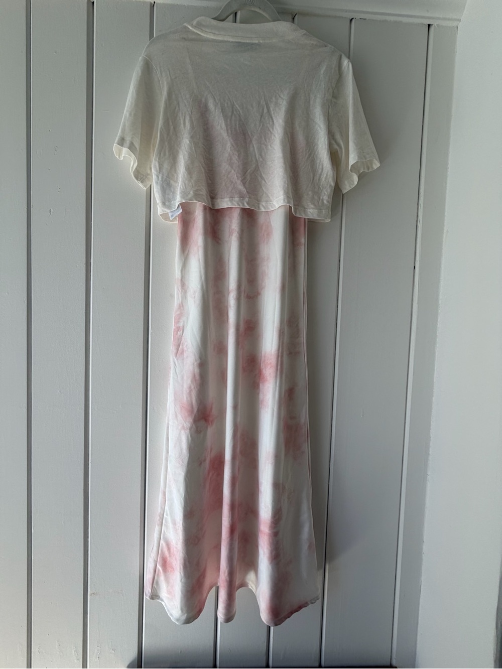 All Saints White & Pink Satin Tank Dress with T Shirt